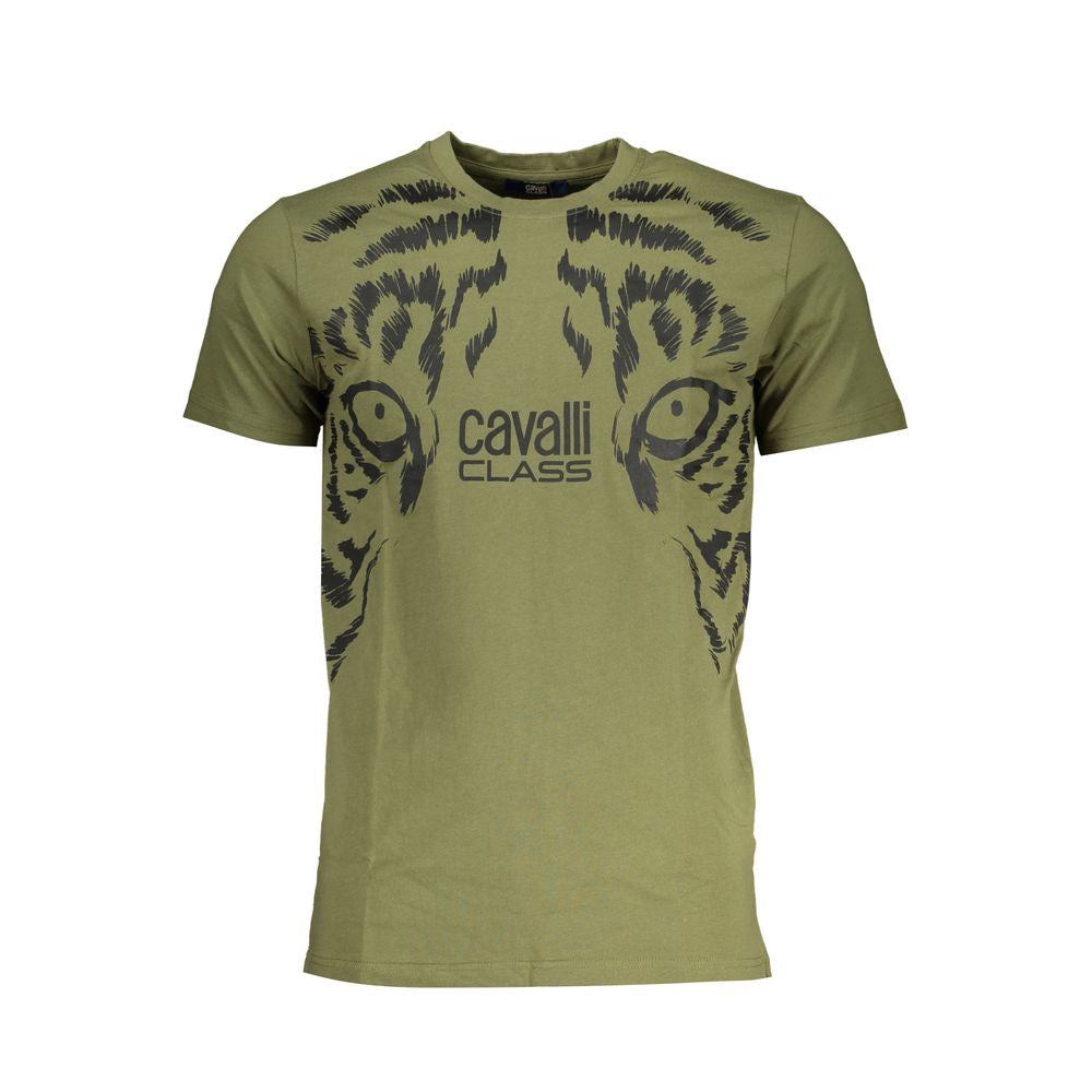 Cavalli Class Green Cotton T-Shirt Cavalli Class Dim Gray