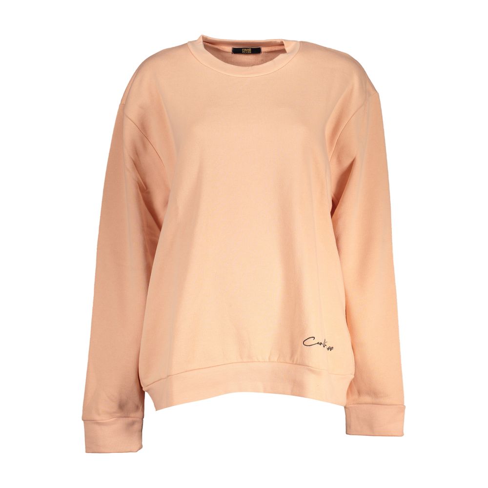 Cavalli Class Elegant Long-Sleeved Pink Fleece Sweatshirt Cavalli Class Tan