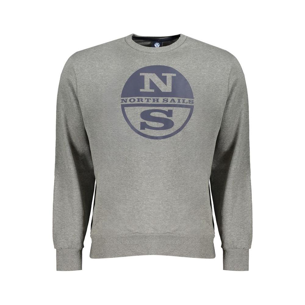 North Sails Gray Cotton Men Sweater North Sails Light Slate Gray