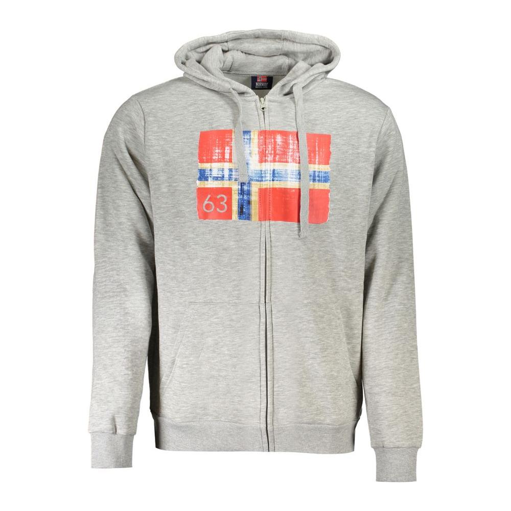 Norway 1963 Gray Cotton Men Sweater with Hood and Zip Norway 1963 Gray