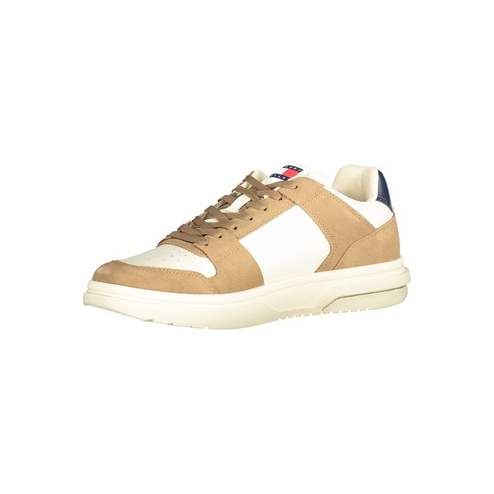 Tommy Hilfiger Beige Leather Men Sneaker Tommy Hilfiger Antique White