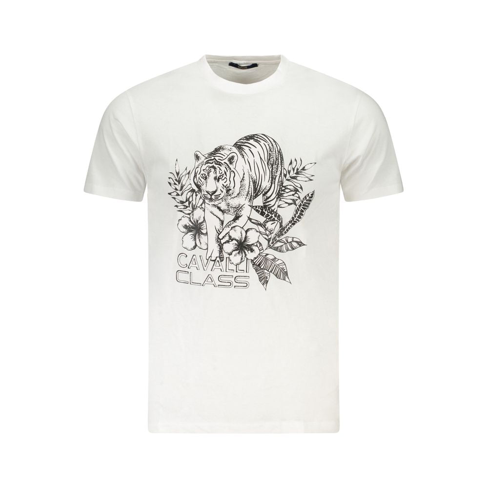 Cavalli Class White Cotton Men T-Shirt Cavalli Class Beige