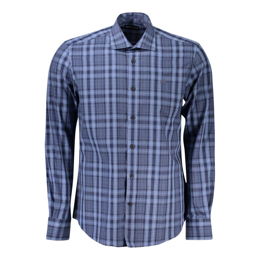 North Sails Light Blue Cotton Men Shirt North Sails Slate Gray