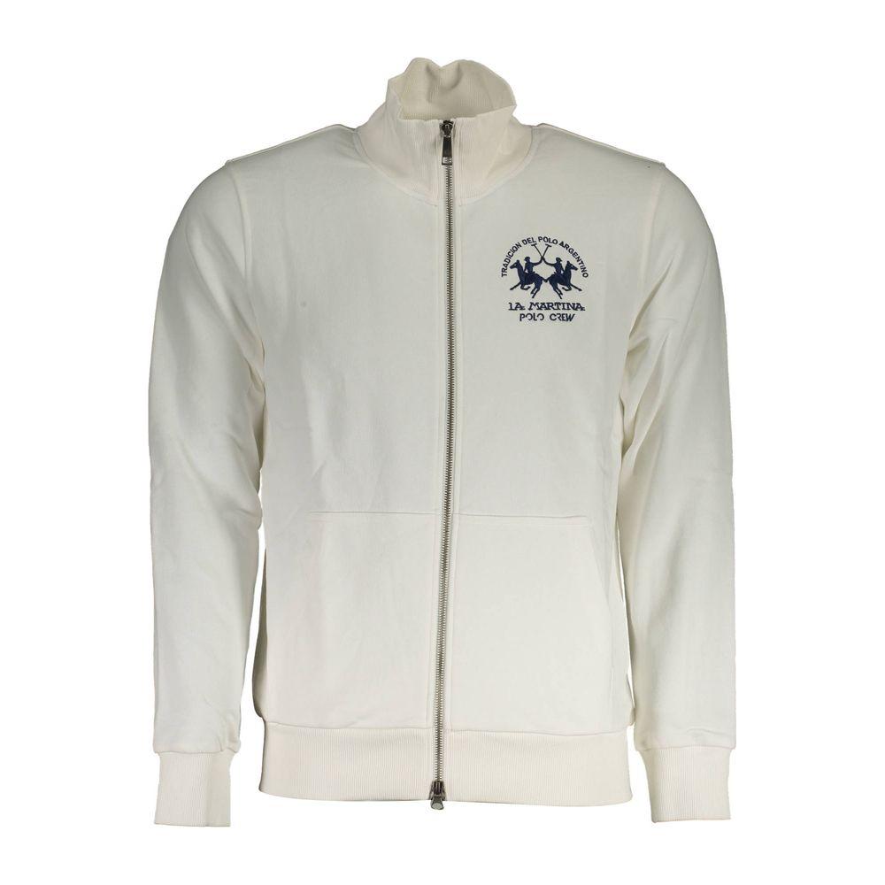 La Martina White Cotton Men Sweater La Martina Gray