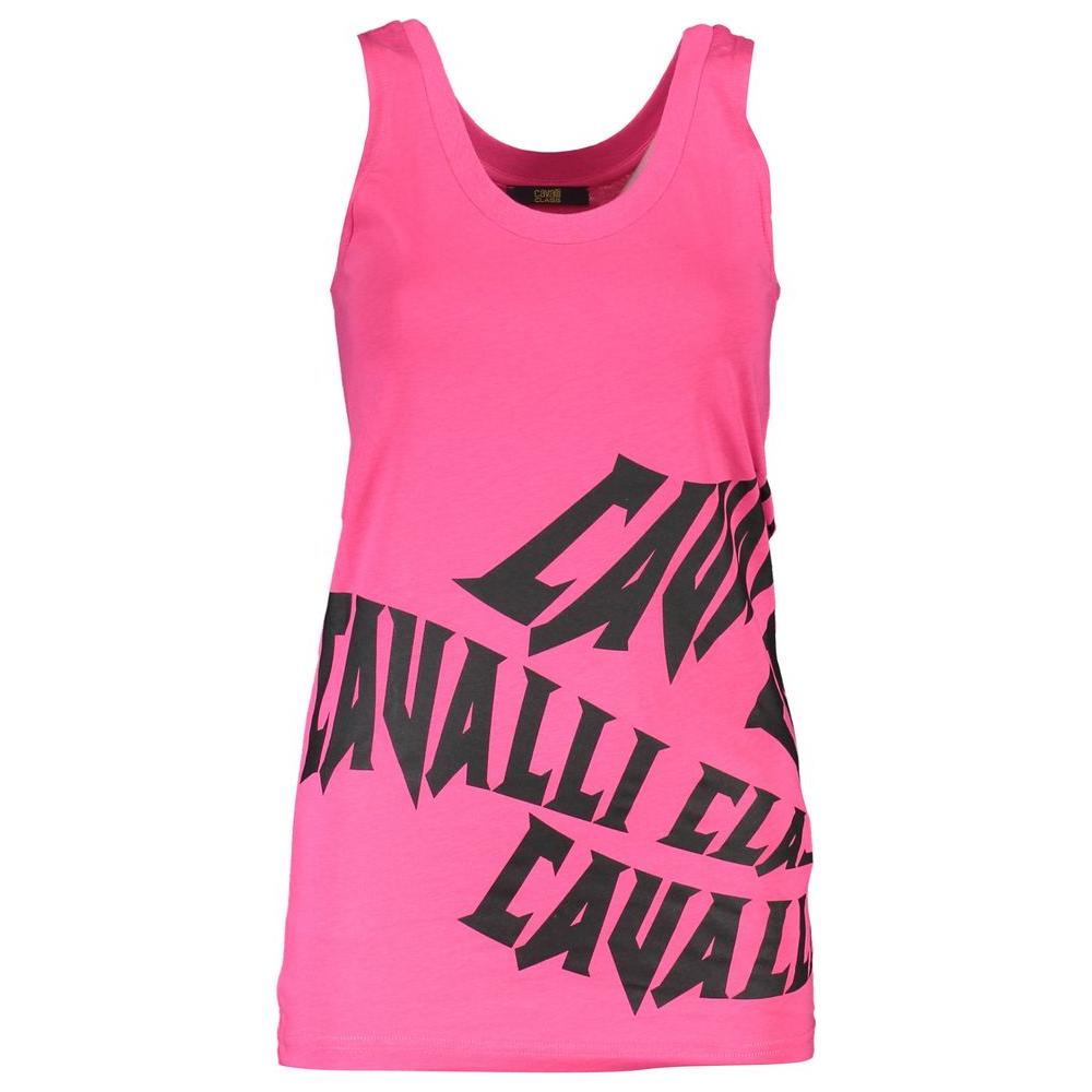 Cavalli Class Pink Cotton Women Top Cavalli Class Hot Pink