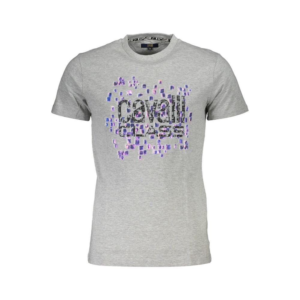 Cavalli Class Gray Cotton Men T-Shirt Cavalli Class Gray