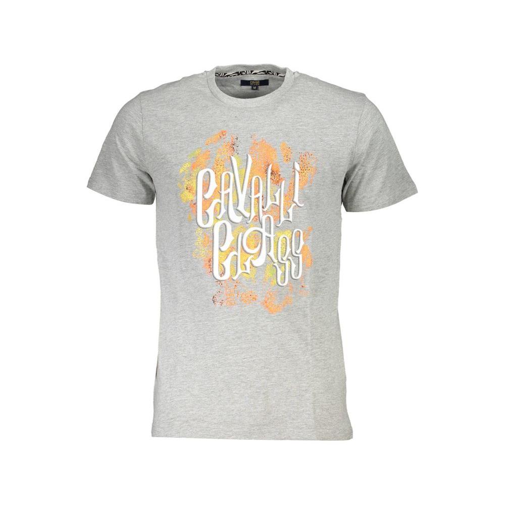 Cavalli Class Gray Cotton Men T-Shirt Cavalli Class Gray