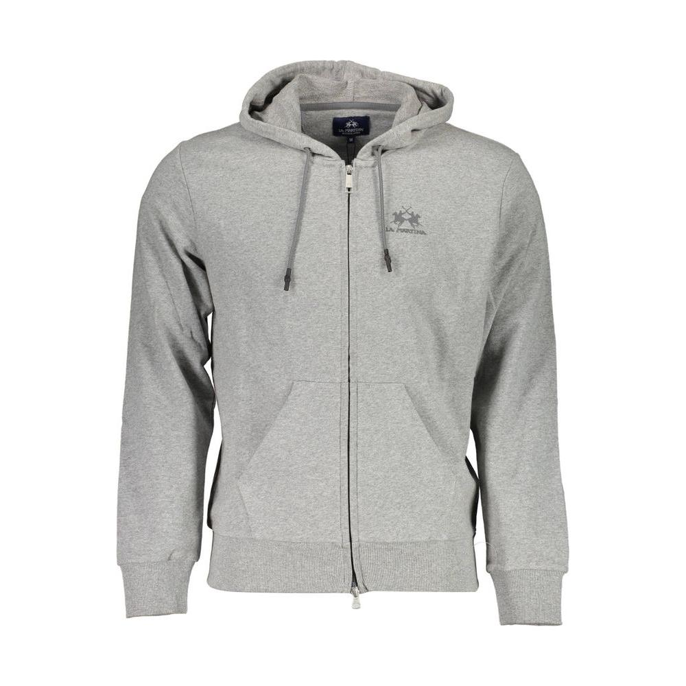La Martina Gray Cotton Men Sweater La Martina Dark Gray