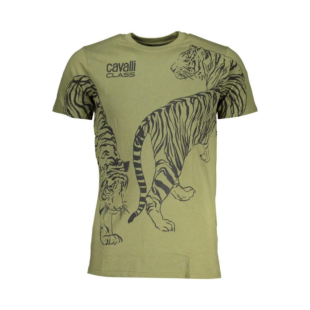 Cavalli Class Green Cotton T-Shirt Cavalli Class Dim Gray