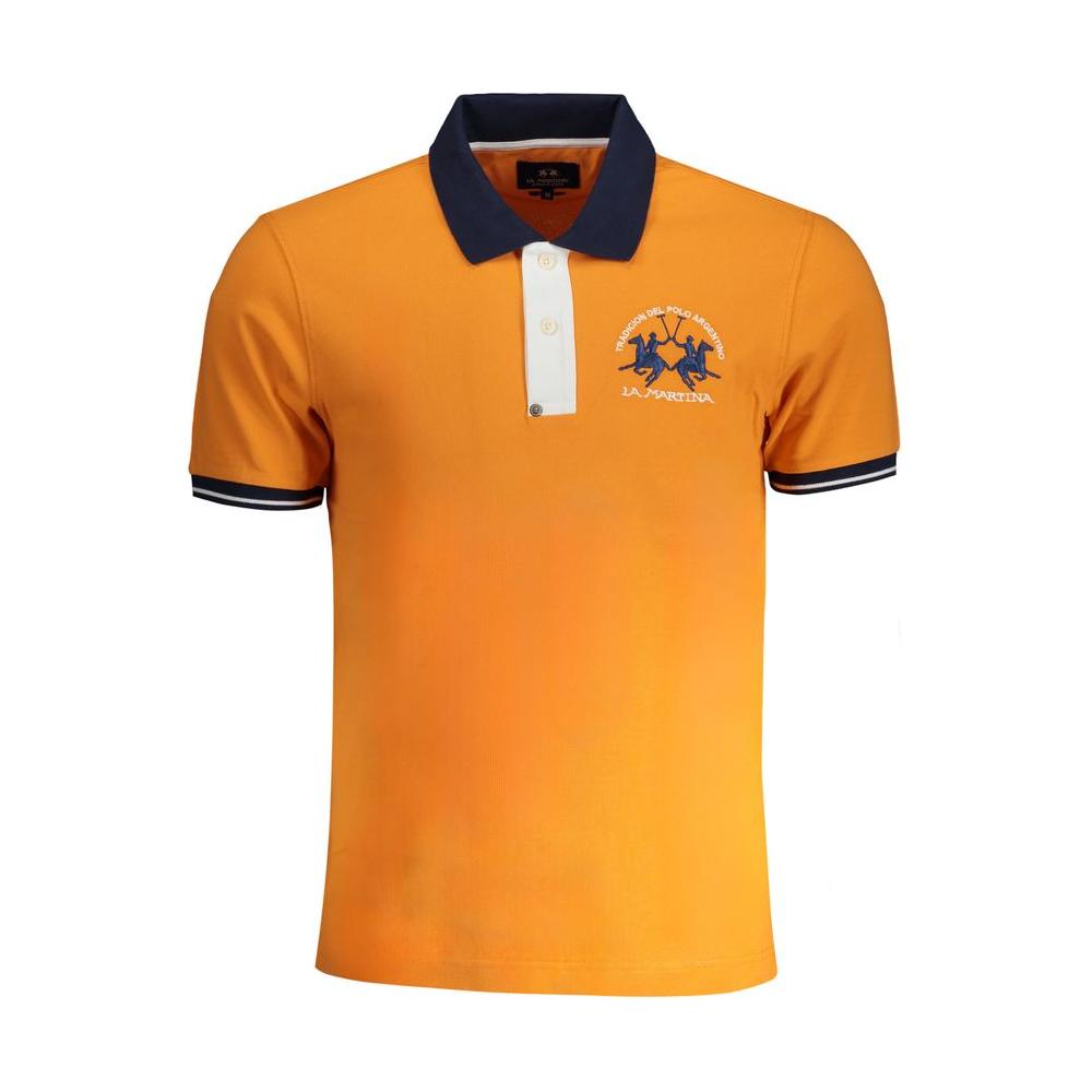 La Martina Orange Cotton Polo Shirt La Martina Goldenrod