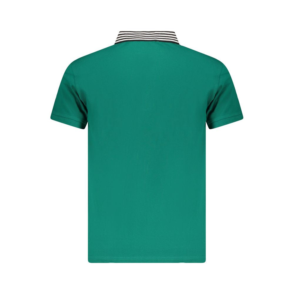 Cavalli Class Green Cotton Men Polo Shirt Cavalli Class Dark Cyan