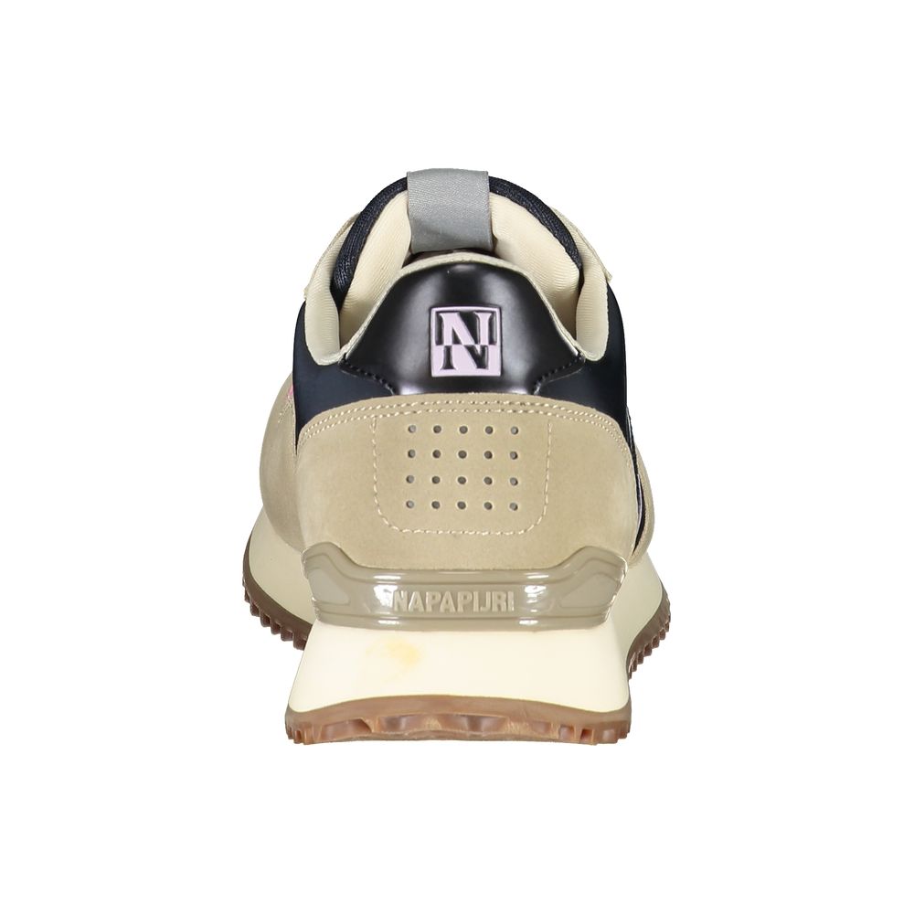 Napapijri Beige Lace-Up Sneakers with Contrasting Details Napapijri Tan