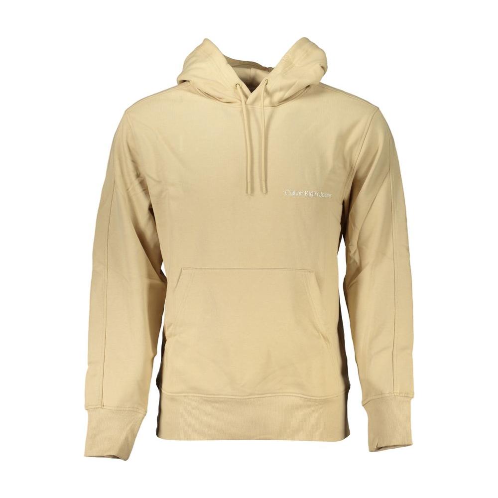 Calvin Klein Beige Brushed Cotton Hooded Sweatshirt Calvin Klein Tan