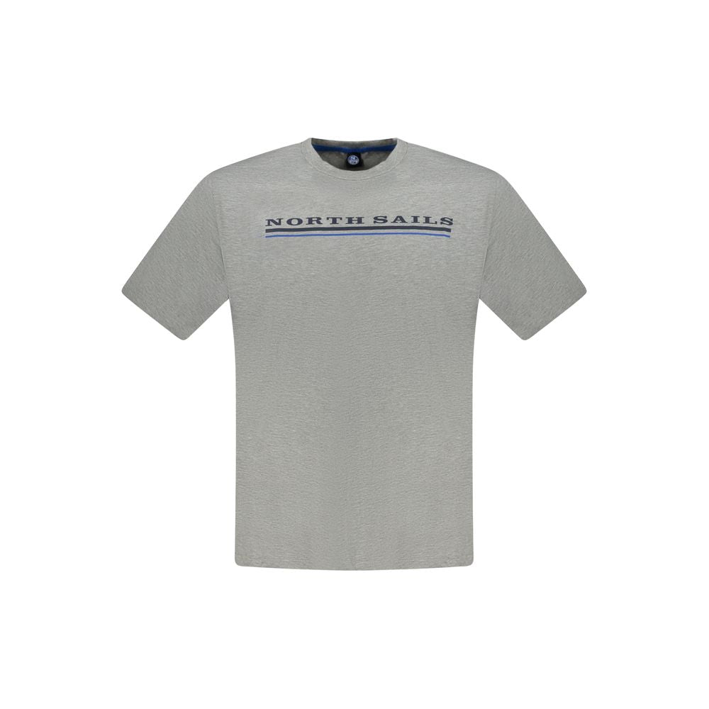 North Sails Gray Cotton Men T-Shirt North Sails Dark Gray