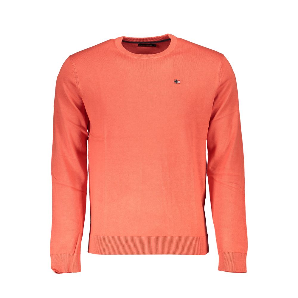 Napapijri Red Cotton Men Sweater Napapijri Salmon