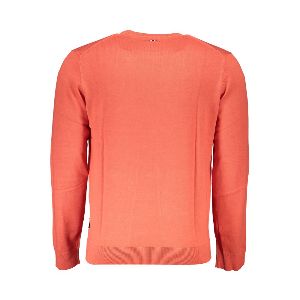 Napapijri Red Cotton Men Sweater Napapijri Salmon