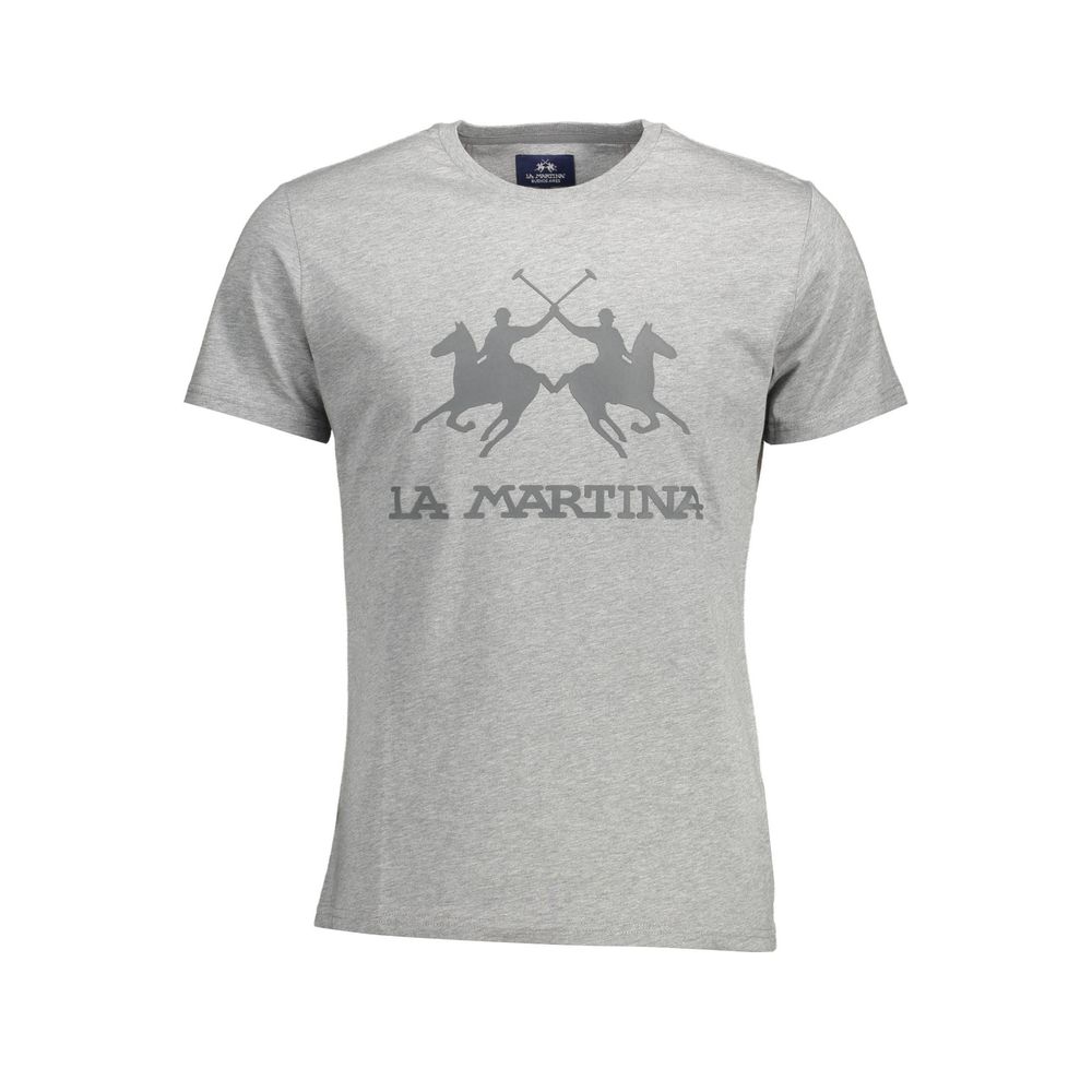 La Martina Gray Cotton Men T-Shirt La Martina Gray