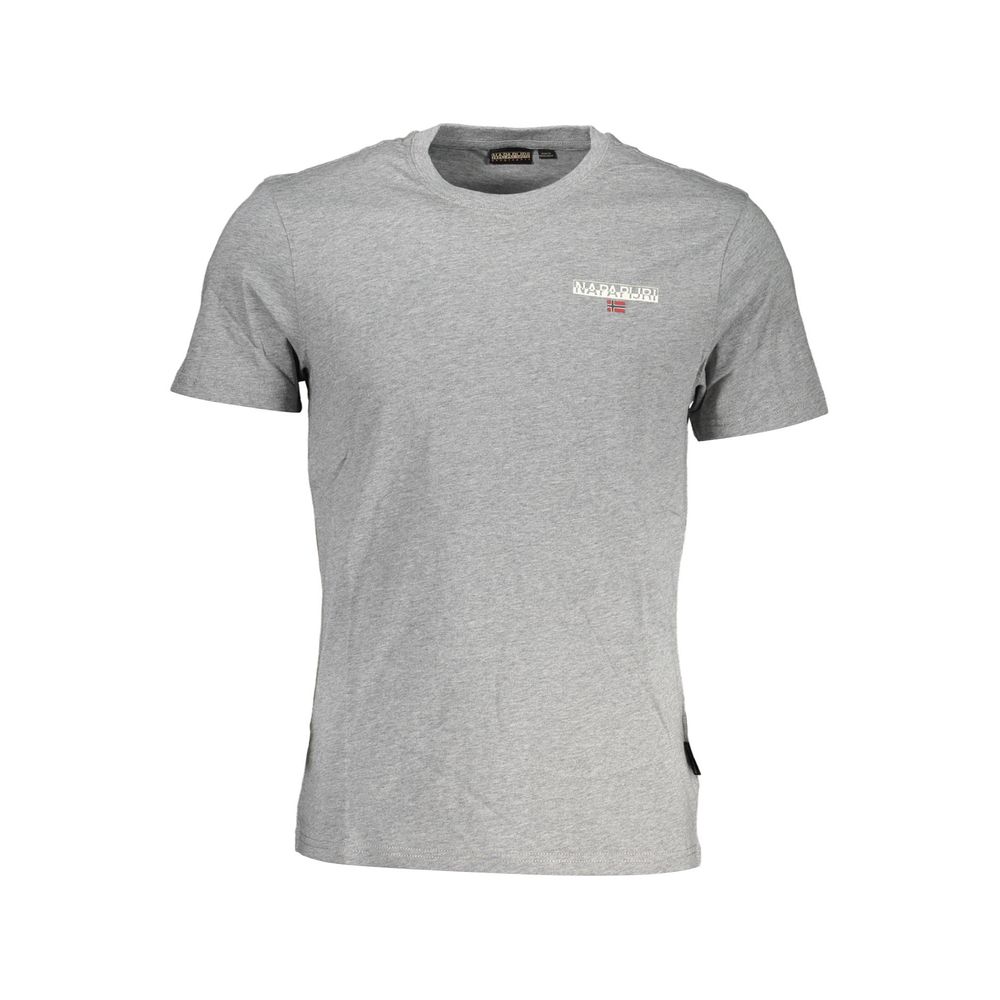 Napapijri Gray Cotton Men T-Shirt Napapijri Dark Gray