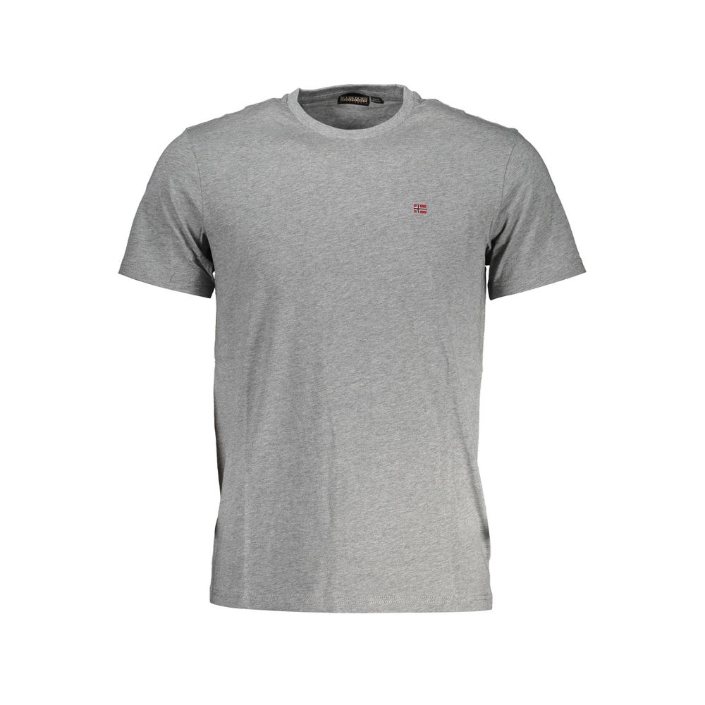 Napapijri Gray Cotton Men T-Shirt Napapijri Dark Gray