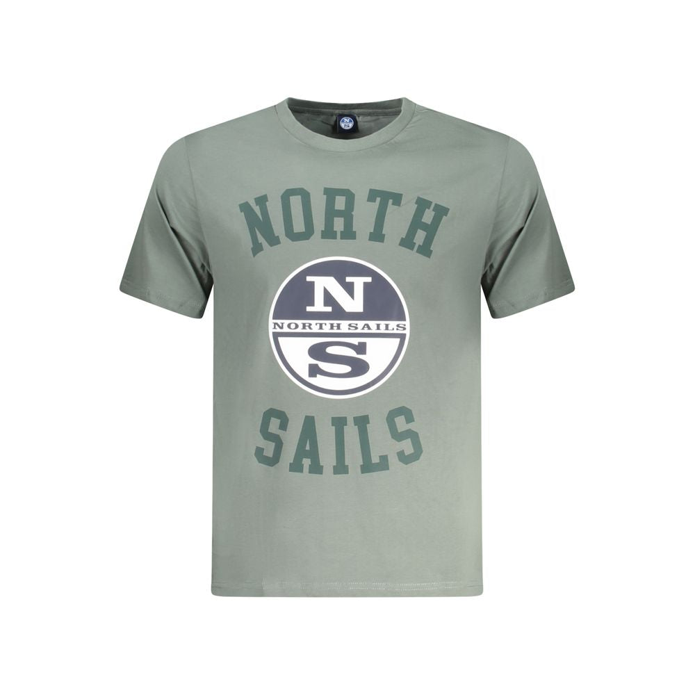 North Sails Green Cotton Men T-Shirt North Sails Light Slate Gray