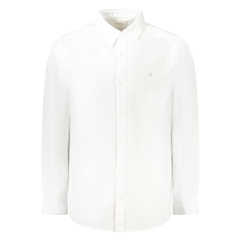 Calvin Klein White Cotton Men Shirt Calvin Klein White Smoke