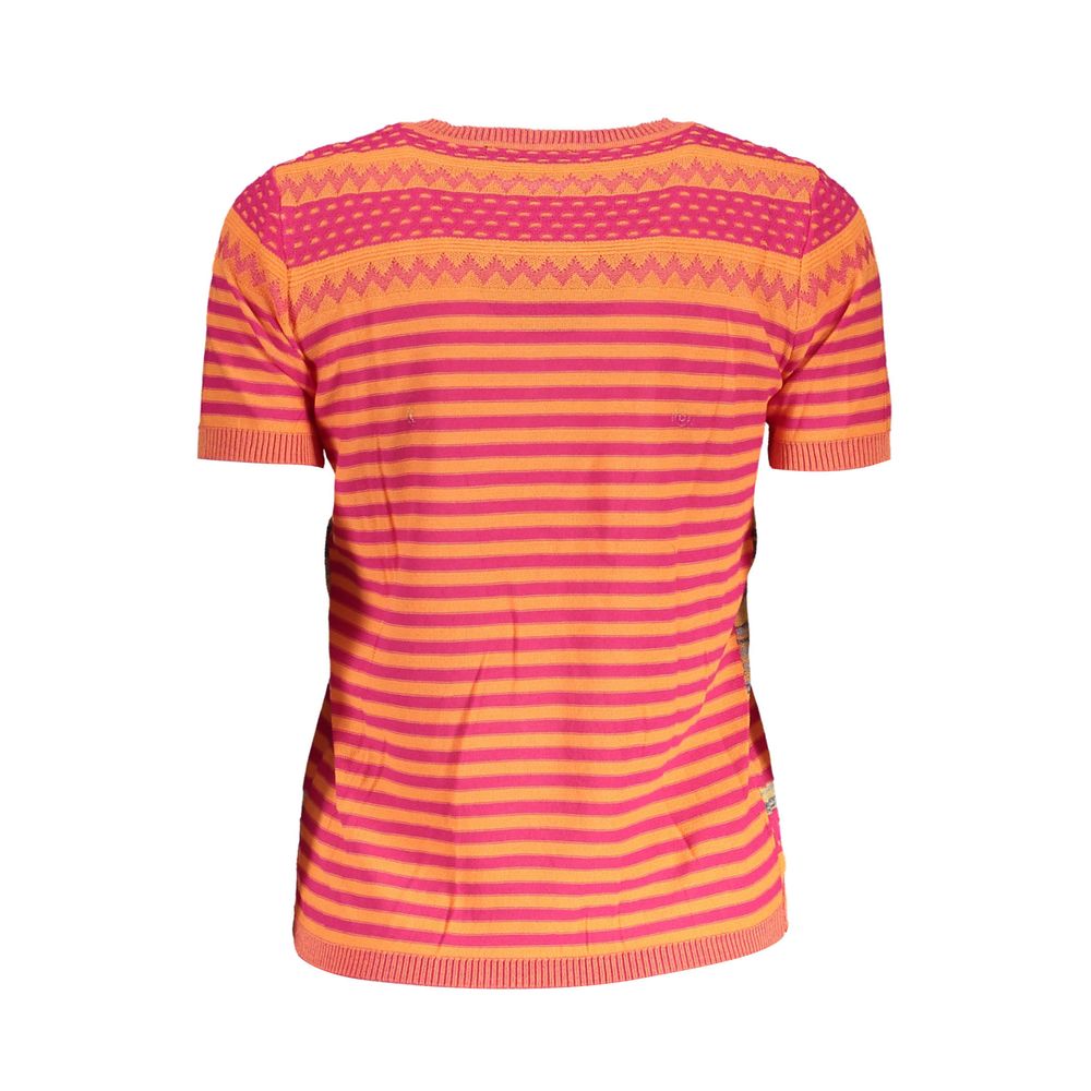 Desigual Orange Cotton Women Sweater Desigual Salmon