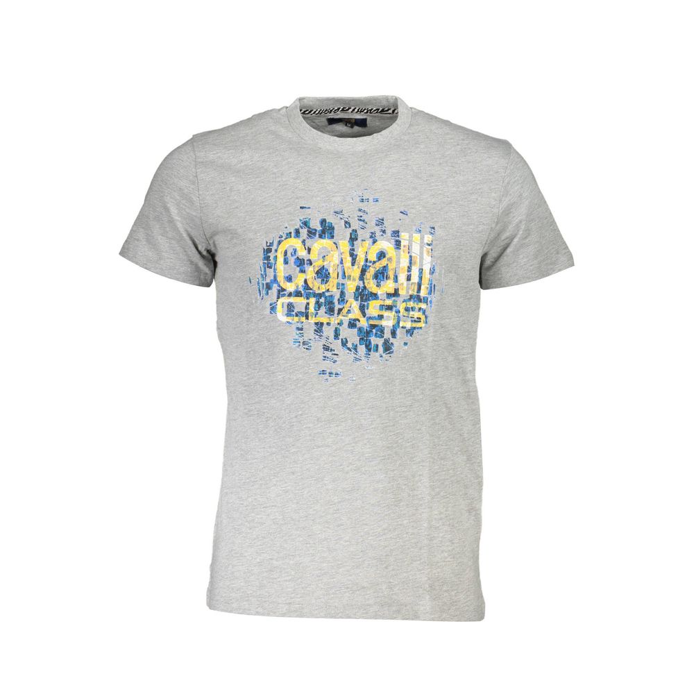 Cavalli Class Gray Cotton Men T-Shirt Cavalli Class Gray