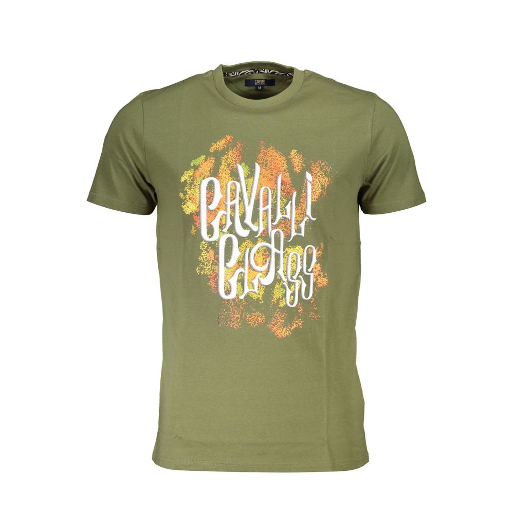 Cavalli Class Green Cotton T-Shirt Cavalli Class Dim Gray