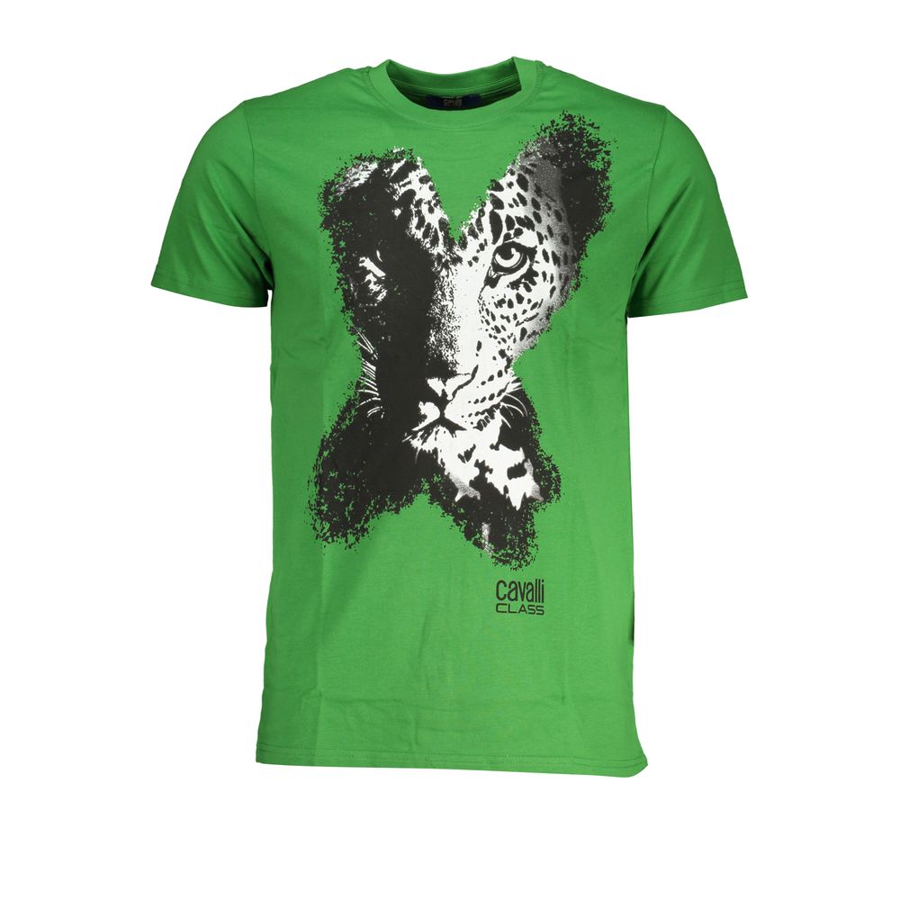 Cavalli Class Green Cotton T-Shirt Cavalli Class Sea Green
