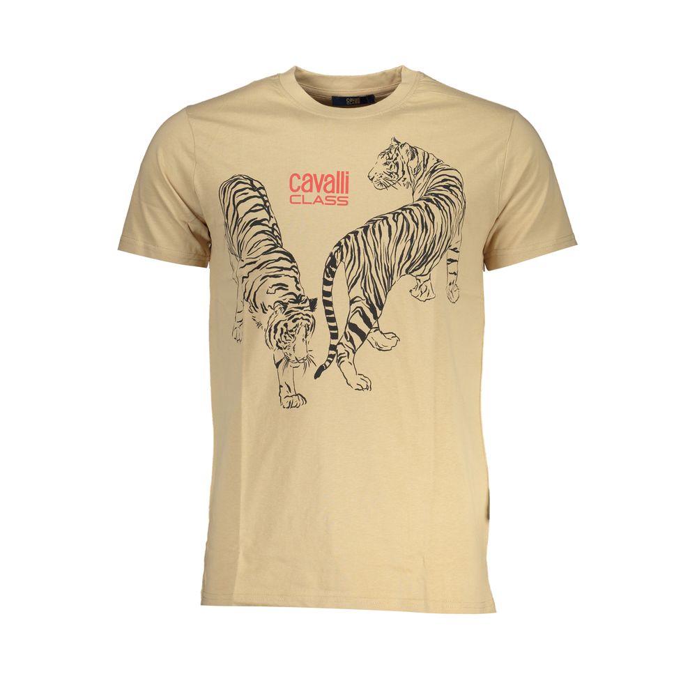 Cavalli Class Beige Cotton T-Shirt Cavalli Class Tan
