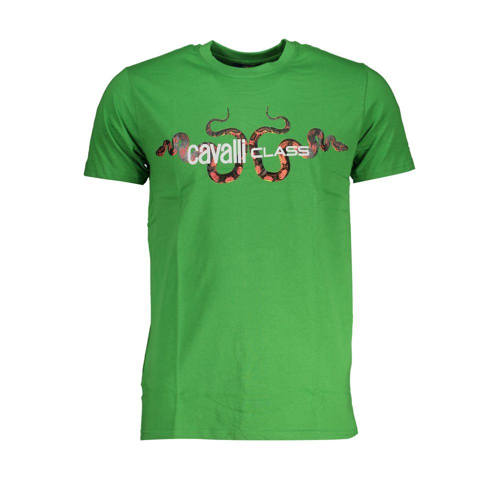 Cavalli Class Green Cotton T-Shirt Cavalli Class Sea Green