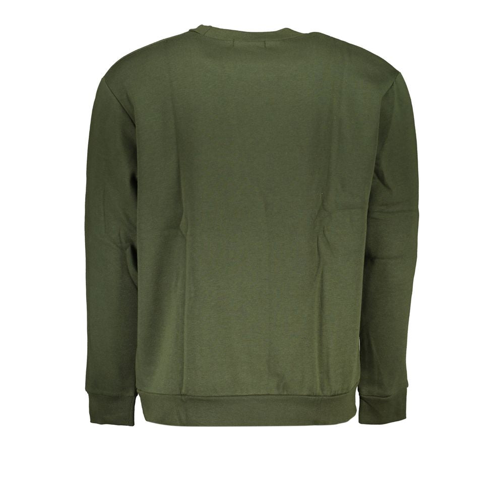 Cavalli Class Chic Green Embroidered Crew Neck Sweater Cavalli Class Dark Olive Green
