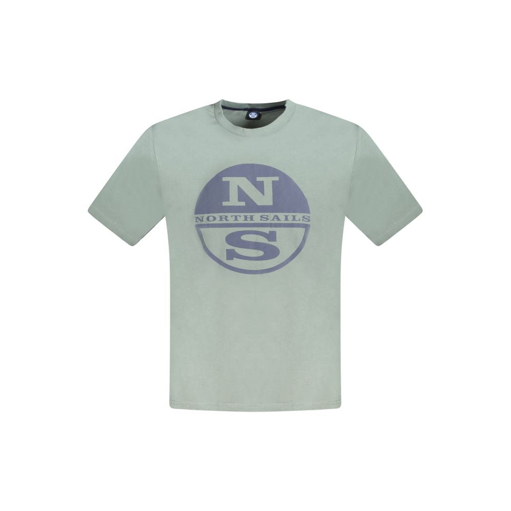 North Sails Green Cotton Men T-Shirt North Sails Dark Gray