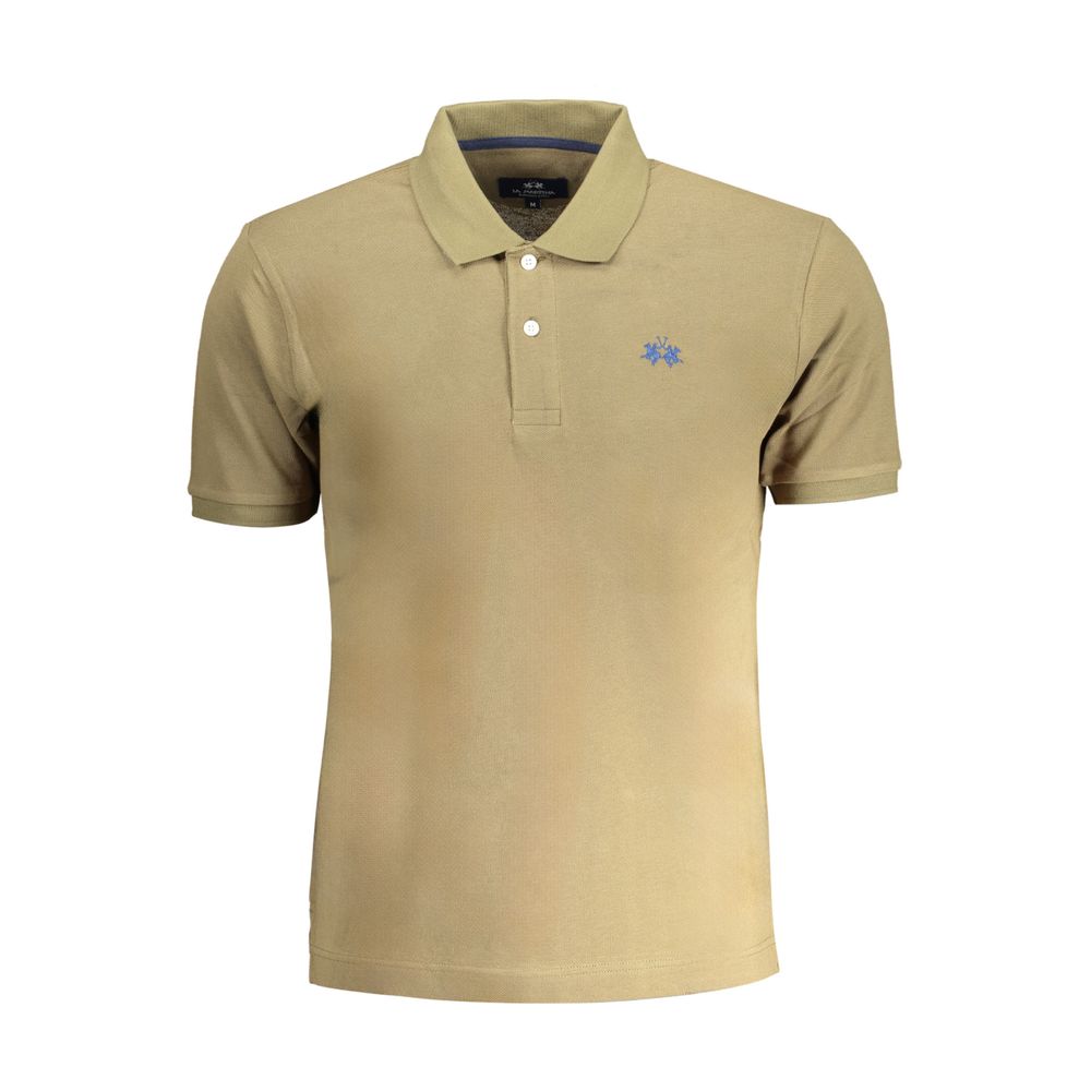 La Martina Green Cotton Polo Shirt La Martina Dark Khaki