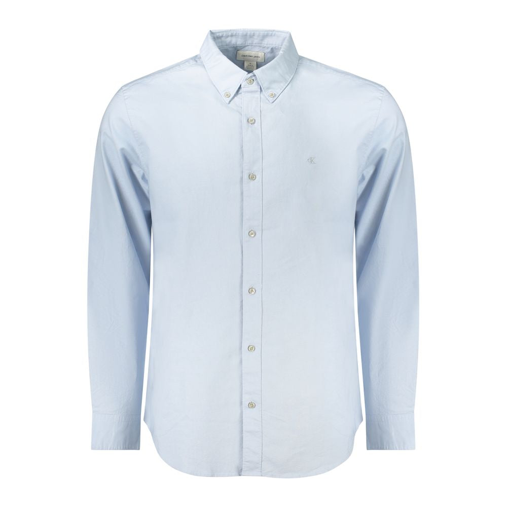Calvin Klein Light Blue Cotton Men Shirt Calvin Klein Light Gray
