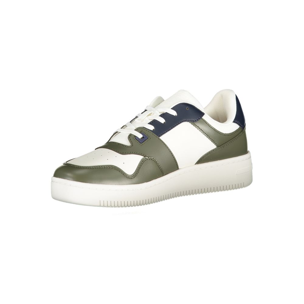 Tommy Hilfiger Green Leather Men Sneaker Tommy Hilfiger Antique White