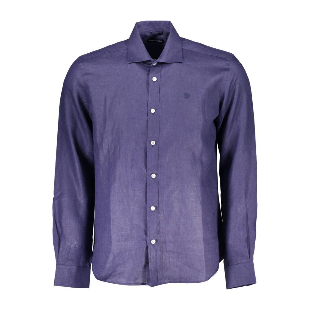 North Sails Blue Linen Men Shirt