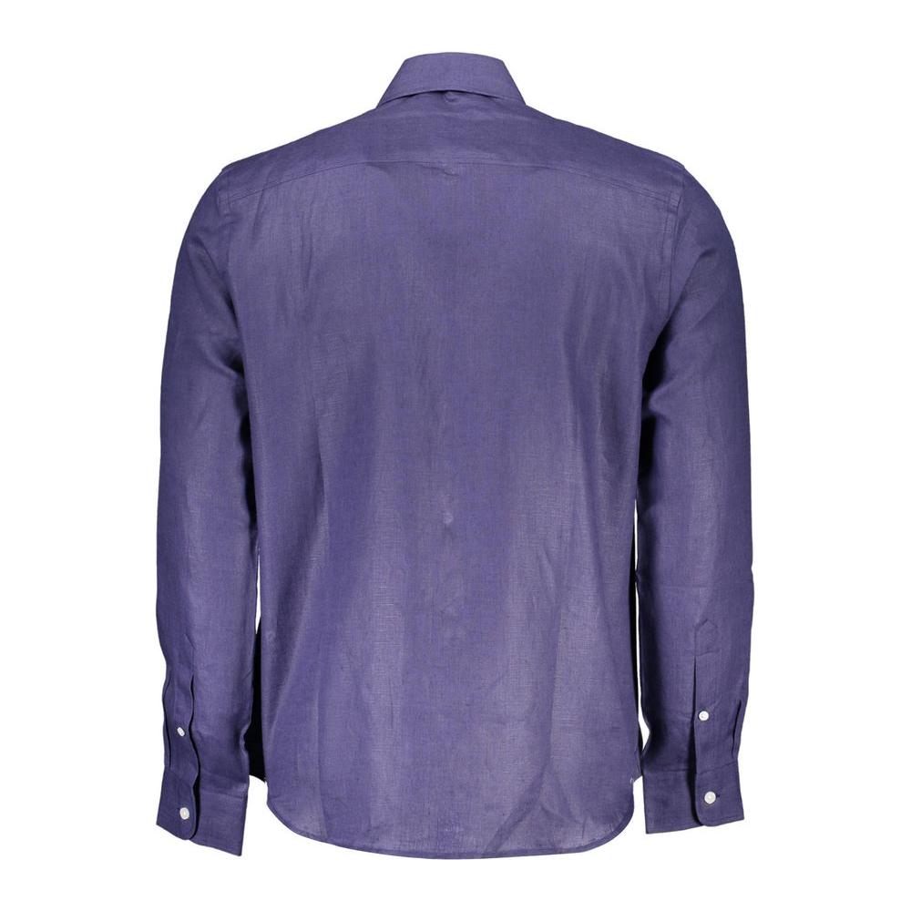 North Sails Blue Linen Men Shirt