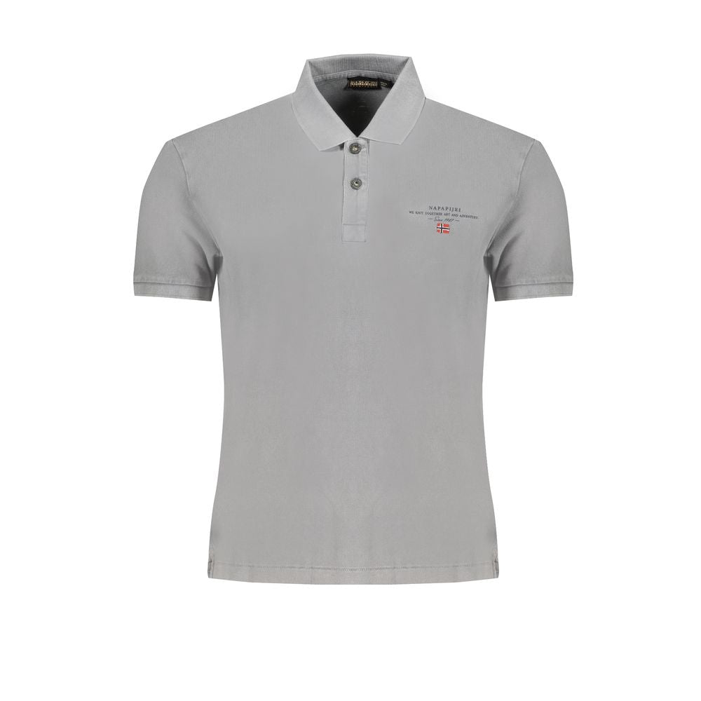 Napapijri Gray Cotton Men Polo Shirt