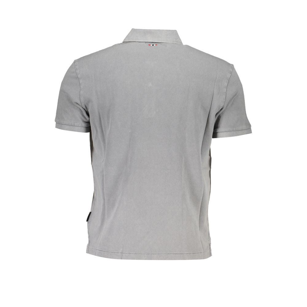 Napapijri Gray Cotton Men Polo Shirt