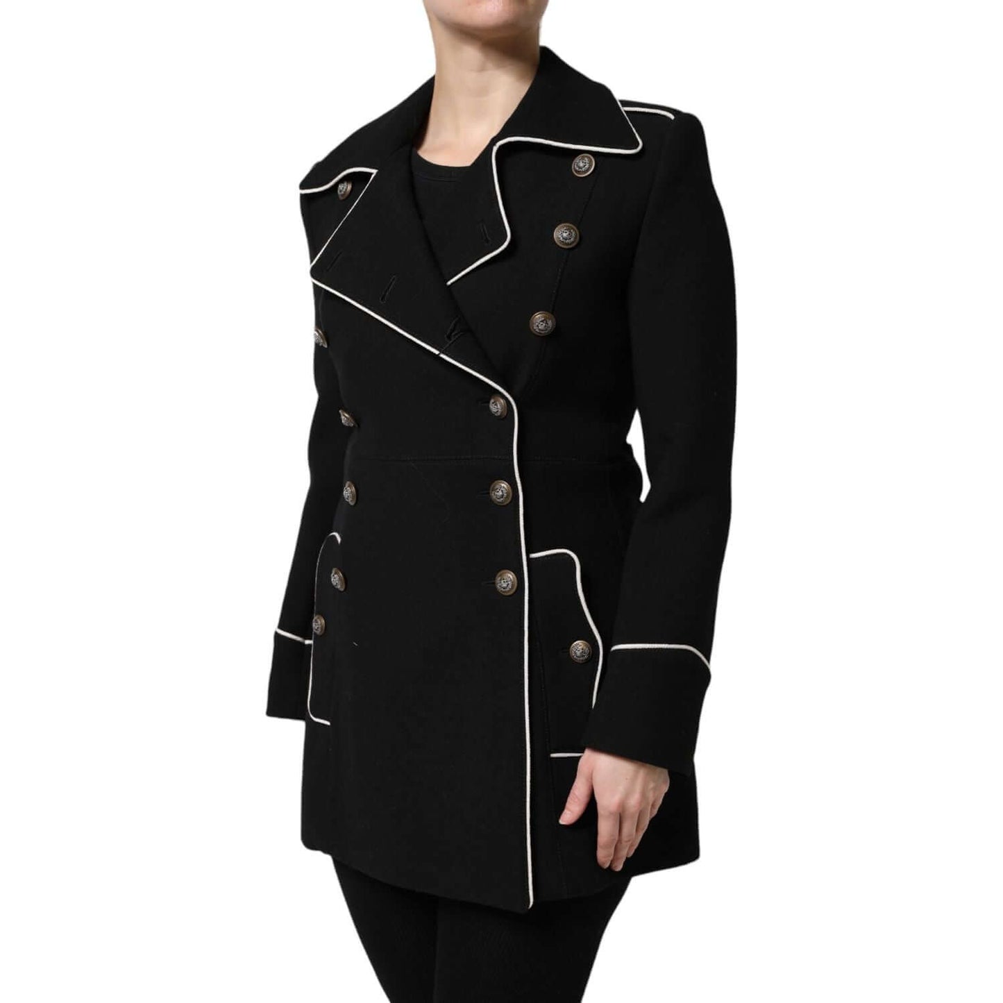 Dolce & Gabbana Black Wool Double Breasted Blazer Jacket