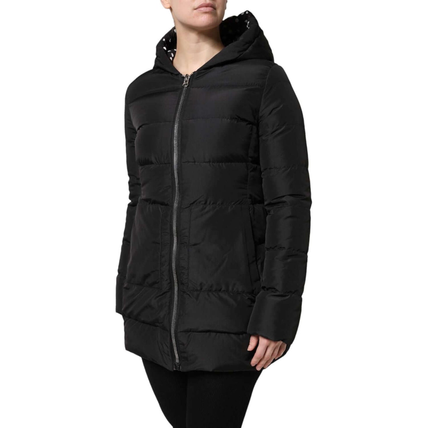 Dolce & Gabbana Black Puffer Hooded Zip Reversible Jacket