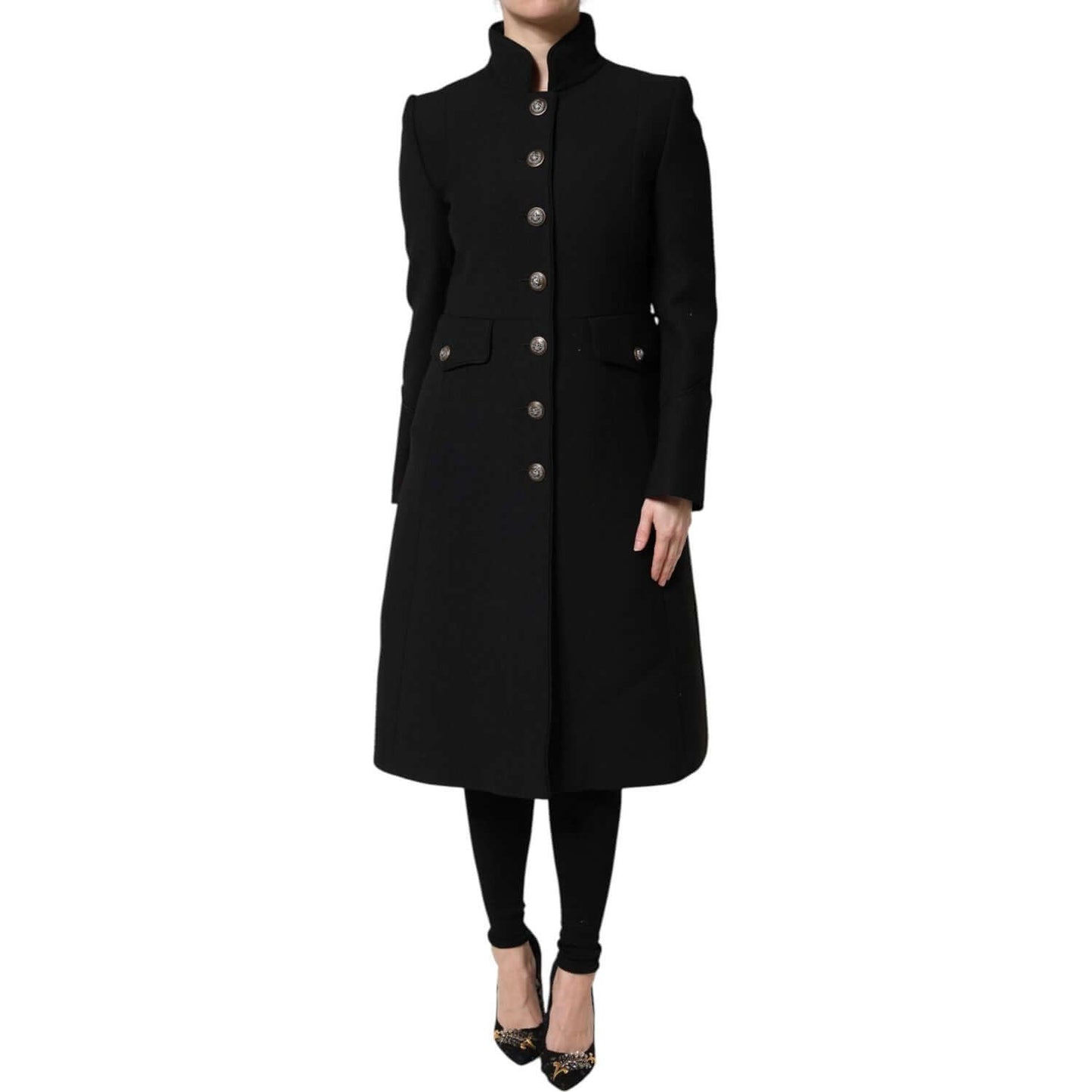 Dolce & Gabbana Black Wool Single Breasted Trench Coat Jacket