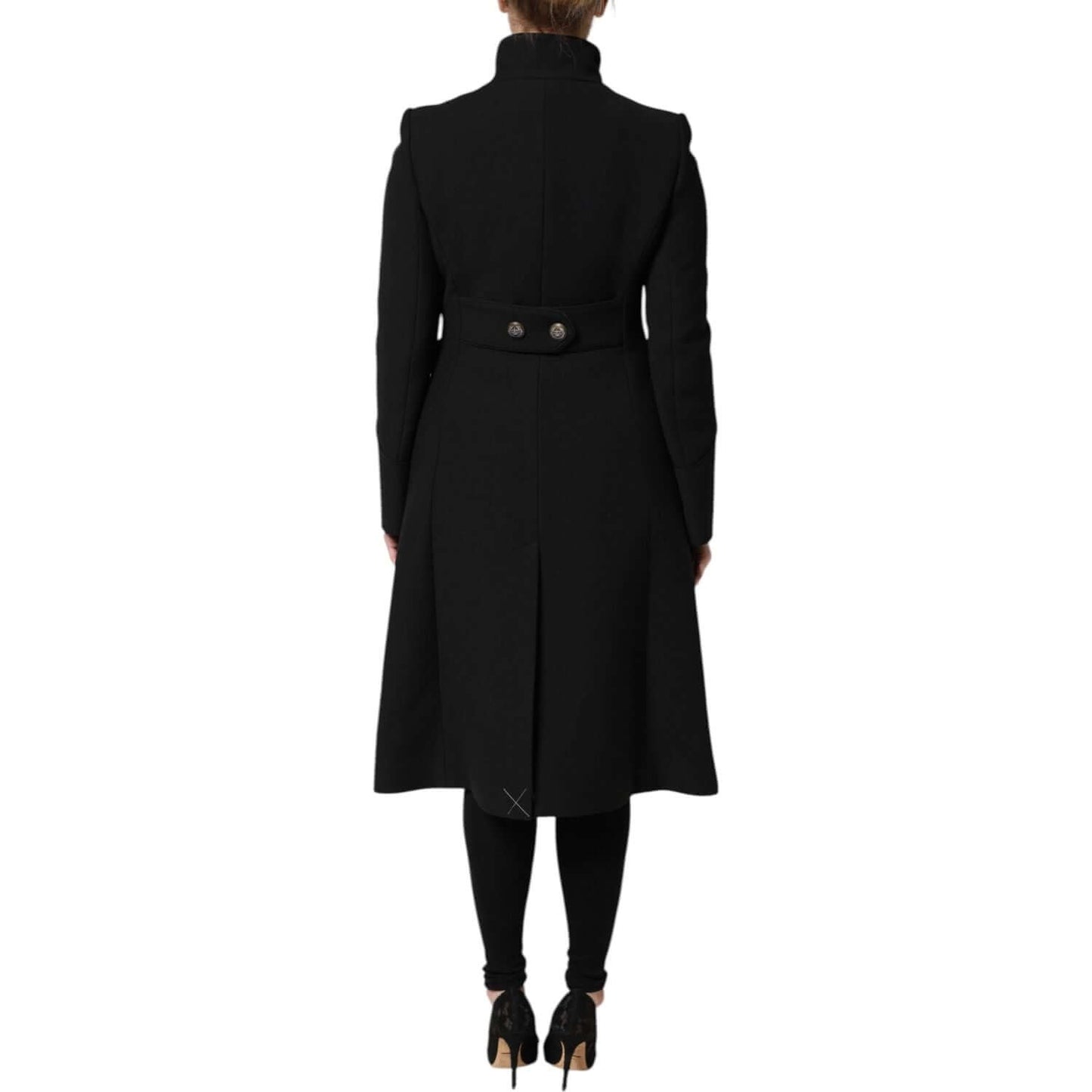 Dolce & Gabbana Black Wool Single Breasted Trench Coat Jacket