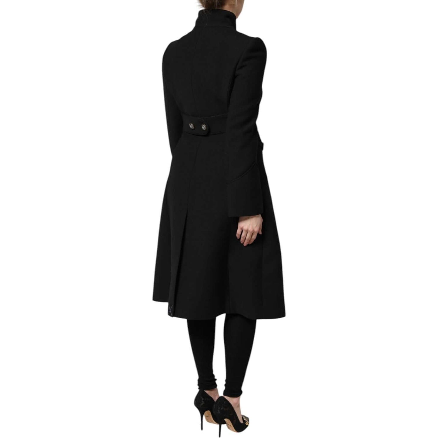 Dolce & Gabbana Black Wool Single Breasted Trench Coat Jacket