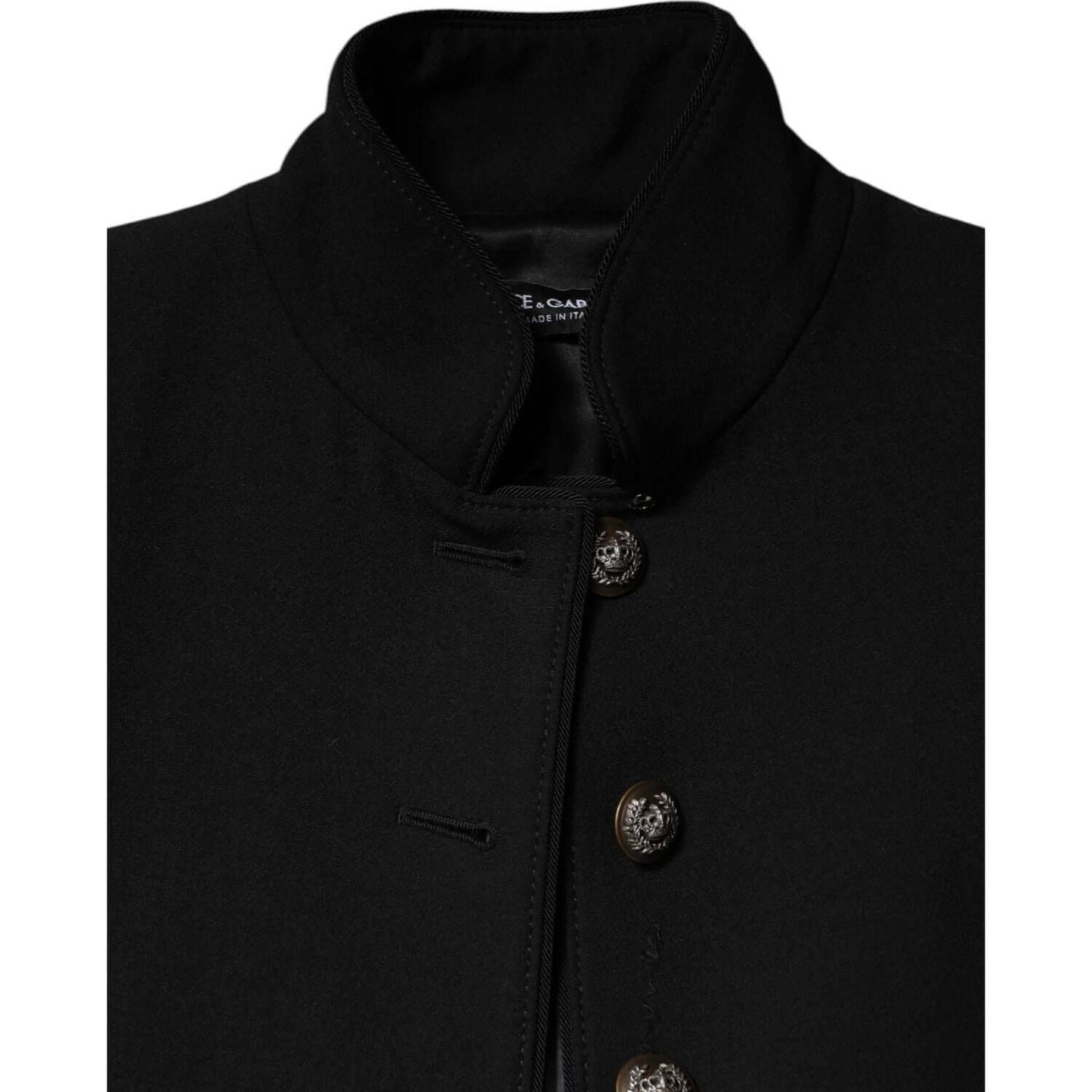 Dolce & Gabbana Black Wool Single Breasted Trench Coat Jacket