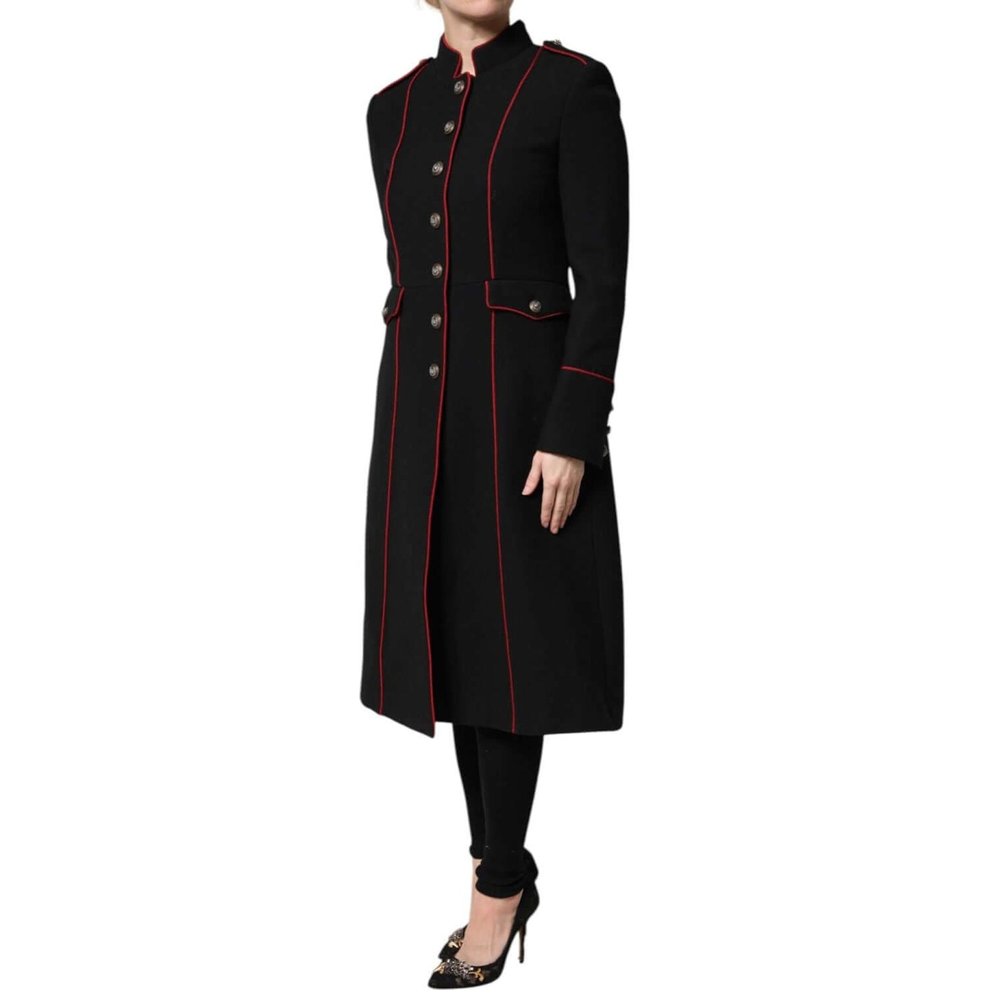 Dolce & Gabbana Black Wool Single Breasted Trench Coat Jacket