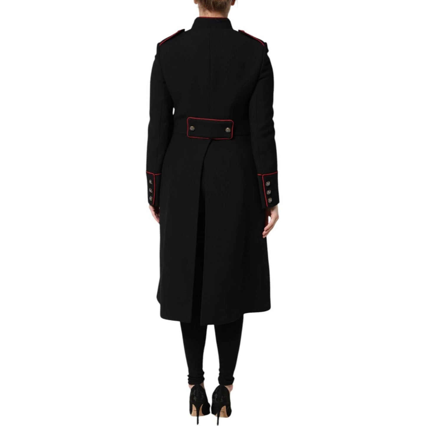 Dolce & Gabbana Black Wool Single Breasted Trench Coat Jacket