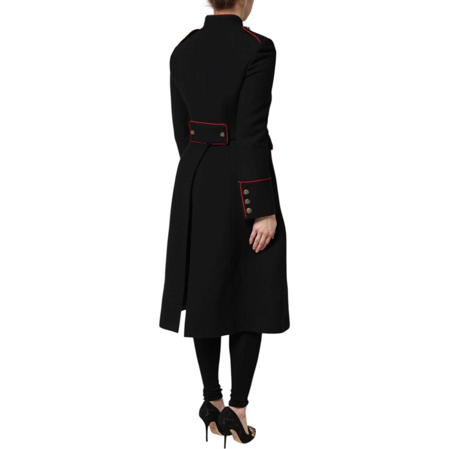 Dolce & Gabbana Black Wool Single Breasted Trench Coat Jacket