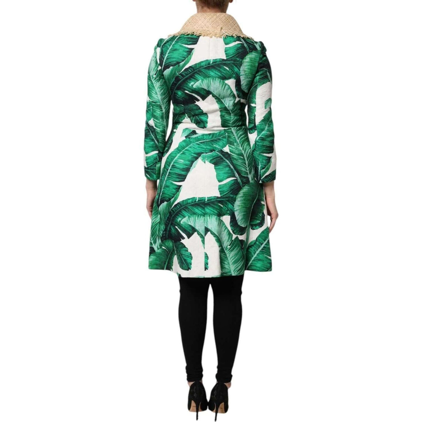 Dolce & Gabbana Multicolor Leaf Print Embellished Trenchcoat Jacket